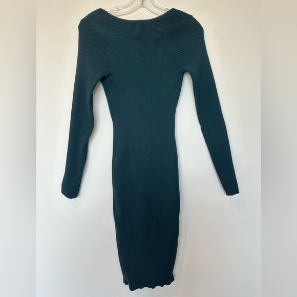 Blue Ribbed Midi Dress - Picture 2 of 4